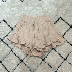 Cream Ruffled Shorts